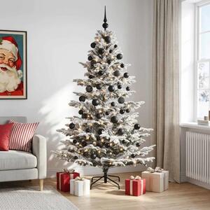 Umjetno božićno drvce s kuglicom 180 cm 300 LED lampica - Zelena i bijela 180 cm s LED-ima i crnim lopticama
