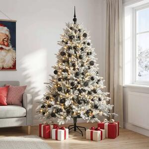 Umjetno božićno drvce s kuglicama 180 cm 300 LED lampica - Zelena i bijela 180 cm s LED-ima i crnim lopticama