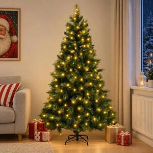 Umjetno božićno drvce s nogom 120 cm 150 LED lampica - Zelena 120 cm s LED svjetlima