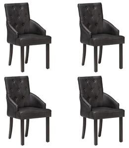 VidaXL Blagovaonske stolice od prave kozje kože 4 kom crne