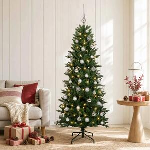 Umjetno božićno drvce s kuglicom 120 cm 150 LED lampica - Zelena 120 cm s LED-ima i srebrnim lopticama