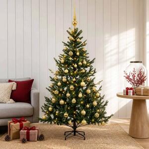 Umjetno božićno drvce s kuglicom 120 cm 150 LED lampica - Zelena 120 cm s LED žaruljama i zlatnim kuglicama