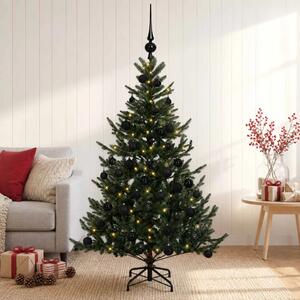 Umjetno božićno drvce s kuglicom 120 cm 150 LED lampica - Zelena 120 cm s LED-ima i crnim lopticama