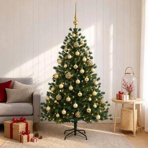 Umjetno božićno drvce s kuglicom 150 cm 150 LED lampica - 150 cm s LED žaruljama i zlatnim kuglicama