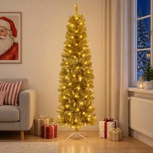 Umjetno vitko božićno drvce 180 cm 300 LED lampica Topla bijela - 180 cm s LED svjetlima