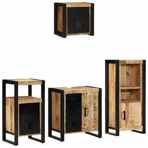 Set namještaja za kupaonicu 4 kom. Smeđa i crna 55 x 35 x 60 cm - masivno drvo manga