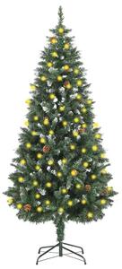 Umjetno osvijetljeno božićno drvce sa šiškama 180 cm - Zelena i bijela 180 x 104 cm