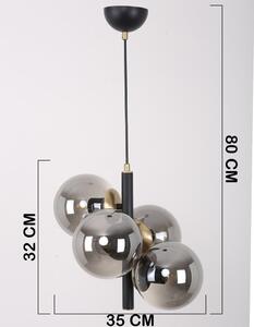 Crna/siva viseća svjetiljka sa staklenim sjenilom ø 15 cm Forte – Squid Lighting