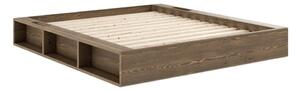Smeđi bračni krevet od borovine s podnicom 160x200 cm Ziggy – Karup Design