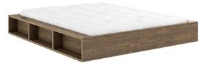 Smeđi bračni krevet od borovine s podnicom 160x200 cm Ziggy – Karup Design