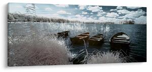 Slika - Drveni čamci na jezeru (120x50 cm)