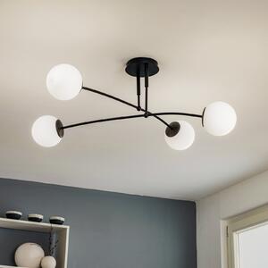 EMIBIG LIGHTING Stropna svjetiljka Pregos 4 u crnoj boji, s četiri žarulje, prigušiva, Crno, Područje hodnika, Metal