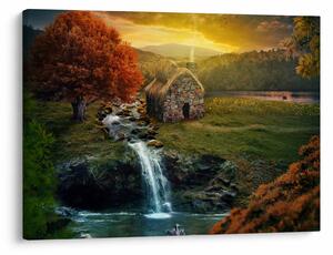 Slika kućice u bajkovitom krajoliku (70x50 cm)