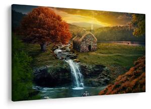 Slika kućice u bajkovitom krajoliku (90x60 cm)