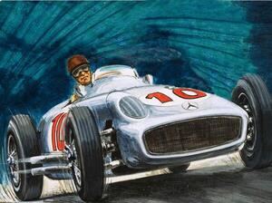 Fotografija Juan Manuel Fangio driving a Mercedes-Benz, English School,, (40 x 30 cm)