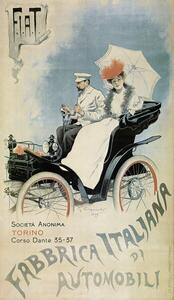 Fotografija Poster advertising an early 'FIAT' car, 1899, Carpanetto, Giovanni Battista