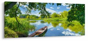 Slika ljetne rijeke s brodicom (120x50 cm)