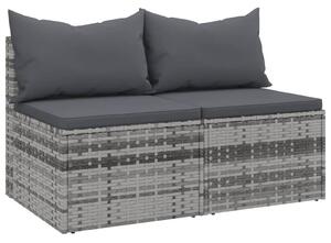 VidaXL Srednje vrtne sofe s jastucima 2 kom sive od poliratana