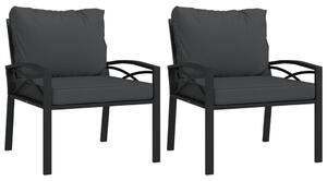 VidaXL Vrtne stolice sa sivim jastucima 2 kom 68 x 76 x 79 cm čelične