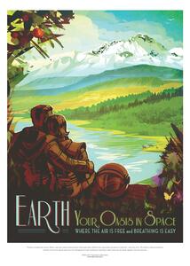 Reprodukcija umjetnosti Earth - Your Oasis in Space (Retro Intergalactic Space Travel) NASA, (30 x 40 cm)