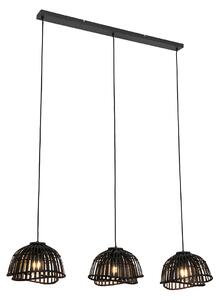 Orijentalna viseća lampa od crnog bambusa 3 svjetla - Pua
