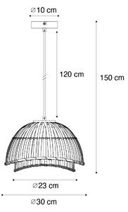 Orijentalna viseća lampa crna s prirodnim bambusom 30 cm - Pua