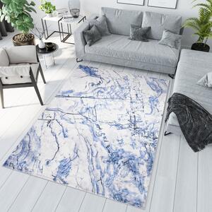 Jednostavan bijelo-plavi tepih s apstraktnim uzorkom Širina: 140 cm | Duljina: 200 cm