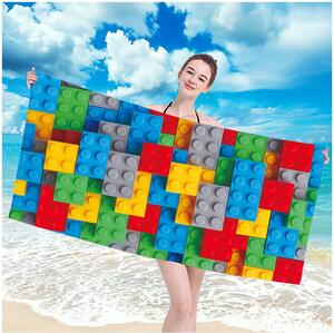 Ručnik za plažu s uzorkom lego kockica u boji, 100 x 180 cm