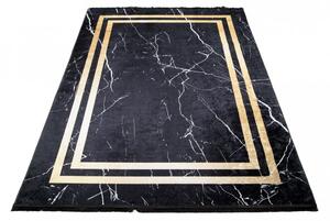Tamni dizajnerski tepih sa zlatnim detaljem mramornog uzorka Širina: 80 cm | Duljina: 150 cm