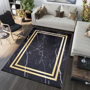 Tamni dizajnerski tepih sa zlatnim detaljem mramornog uzorka Širina: 120 cm | Duljina: 170 cm