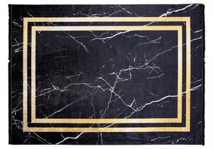 Tamni dizajnerski tepih sa zlatnim detaljem mramornog uzorka Širina: 80 cm | Duljina: 150 cm