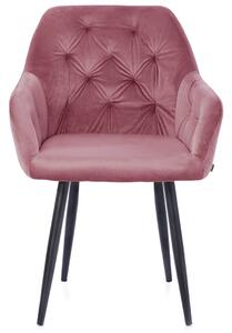 Ružičasta blagovaonska fotelja od baršuna ARGENTO