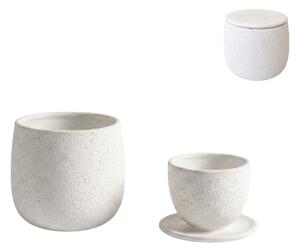 Dvodelni keramički set šalice i posudice NEST 10 cm, bijela