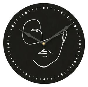 Zidni sat LINE FACE 29 cm, crni