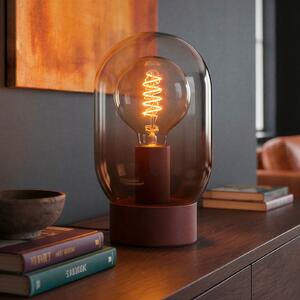 EGLO Stolna lampa Lequile, smeđa, staklo, metal, E27, visina 25,7 cm, Crvena, Dnevni boravak/blagovaonica, Staklo
