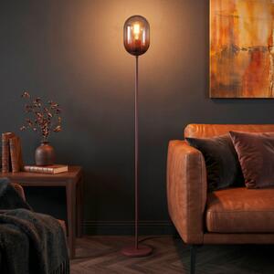 EGLO Podna lampa Lequile, smeđa, staklo, metal, E27, visina 140 cm, Crvena, Dnevni boravak/blagovaonica, Staklo