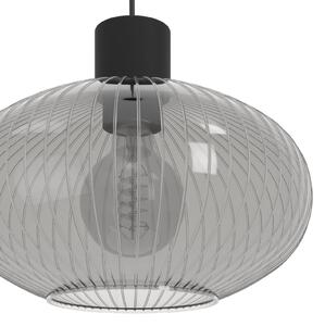 EGLO Dasmina viseća svjetiljka, Ø 25 cm, dimno siva/crna, staklo, E27, prigušiva, Sivo, Dnevni boravak/blagovaonica, Staklo