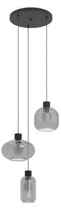 EGLO Dasmina viseća lampa, 3 žarulje, dimno siva/crna, staklo, E27, prigušiva, Sivo, Dnevni boravak/blagovaonica, Staklo
