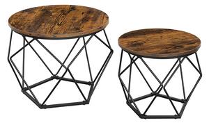 Vasagle Set klub stolića VERA, 50x40 cm / 40x36 cm, smeđa/crna