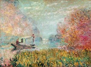 Monet, Claude - Reprodukcija umjetnosti The Boat Studio on the Seine, 1875, (40 x 30 cm)