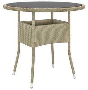 VidaXL Vrtni stol Ø 80 x 75 cm od kaljenog stakla i poliratana bež