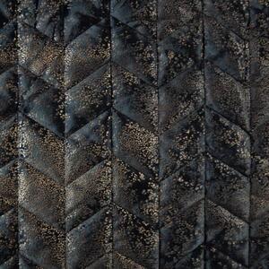 Crni baršunasti prošiveni prekrivač sa zlatnim umecima Širina: 170 cm | Duljina: 210 cm
