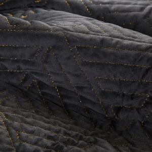 Luksuzni crni prekrivač prošiven zlatnim koncem 220 x 240 cm