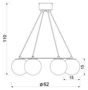 Luster na sajli BALLO 6xE27/15W/230V crna/bijela