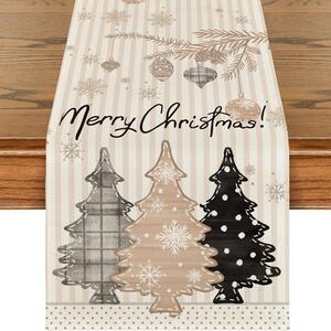Laneni božićni trkač za stol NOEL BRUNCH 33x180 cm, bež boje