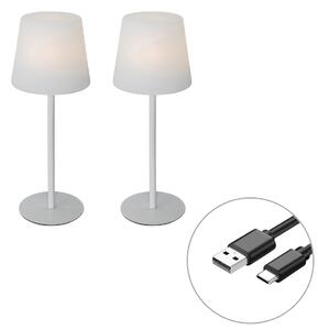 Set od 2 punjivih stolnih svjetiljki bijelih 40 cm IP54 - Jude
