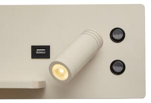 Set od 2 bež zidne svjetiljke uklj. LED s USB-om i indukcijskim punjačem - Riza
