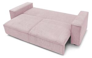 Svijetlo ružičasta sklopiva sofa od samta 245 cm Nihad – Bobochic Paris