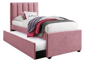 Krevet Houston 1709Jednostruki krevet s dodatnim krevetom na izvlačenje, Ružičasta, 90x200, Tkanina, Basi a doghePodnice, 96x221x122cm
