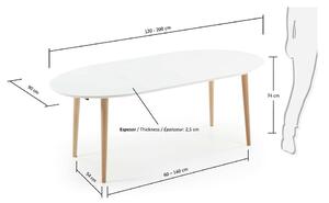 Bijeli proširiv blagovaonski stol s bijelom pločom stola 90x120 cm Oqui – Kave Home